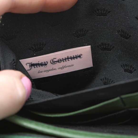 Juicy Couture Leather Leopard Print Wallet Zip Around Green Brown Animal Print - Picture 9 of 12